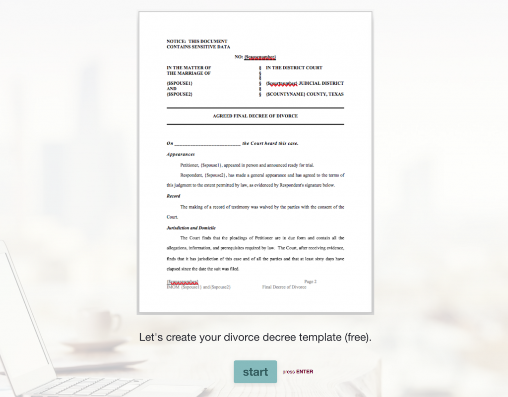 Texas Divorce Decree Template 2019 Part As Friends 