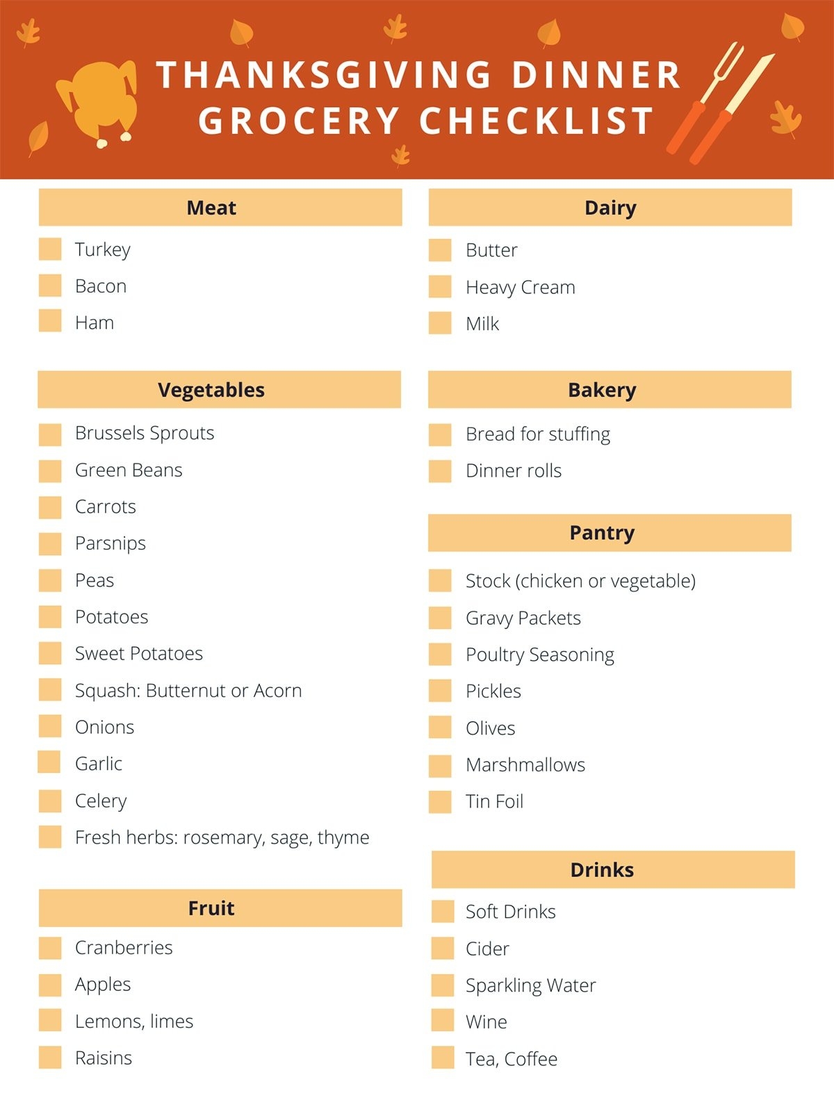 Thanksgiving Dinner Grocery Checklist A Pretty Life In The Suburbs