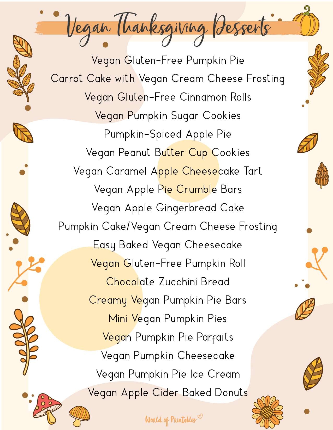 Thanksgiving Food Checklist Food List Printables World Of Printables