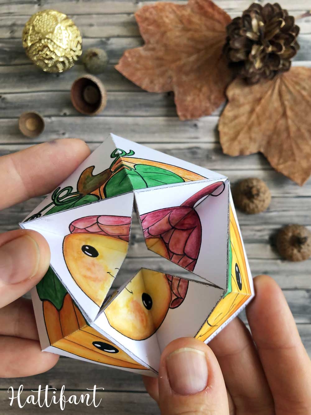 THANKSGIVING Kaleidocycle Paper Toy To Color Craft Hattifant