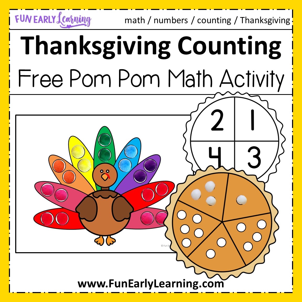 Thanksgiving Pom Pom Counting Free Math Printable Fun Early Learning