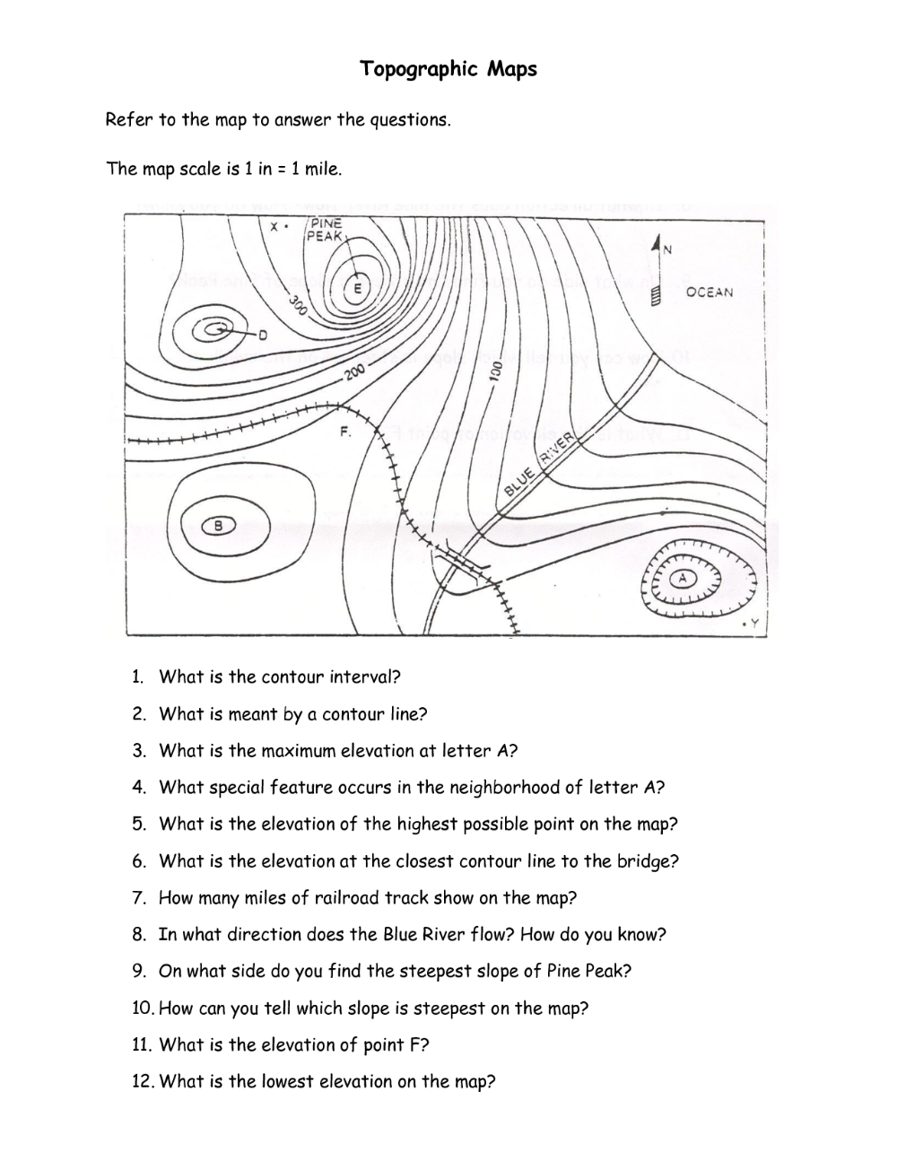 Topographic Map Worksheets 10 Free PDF Printables Printablee