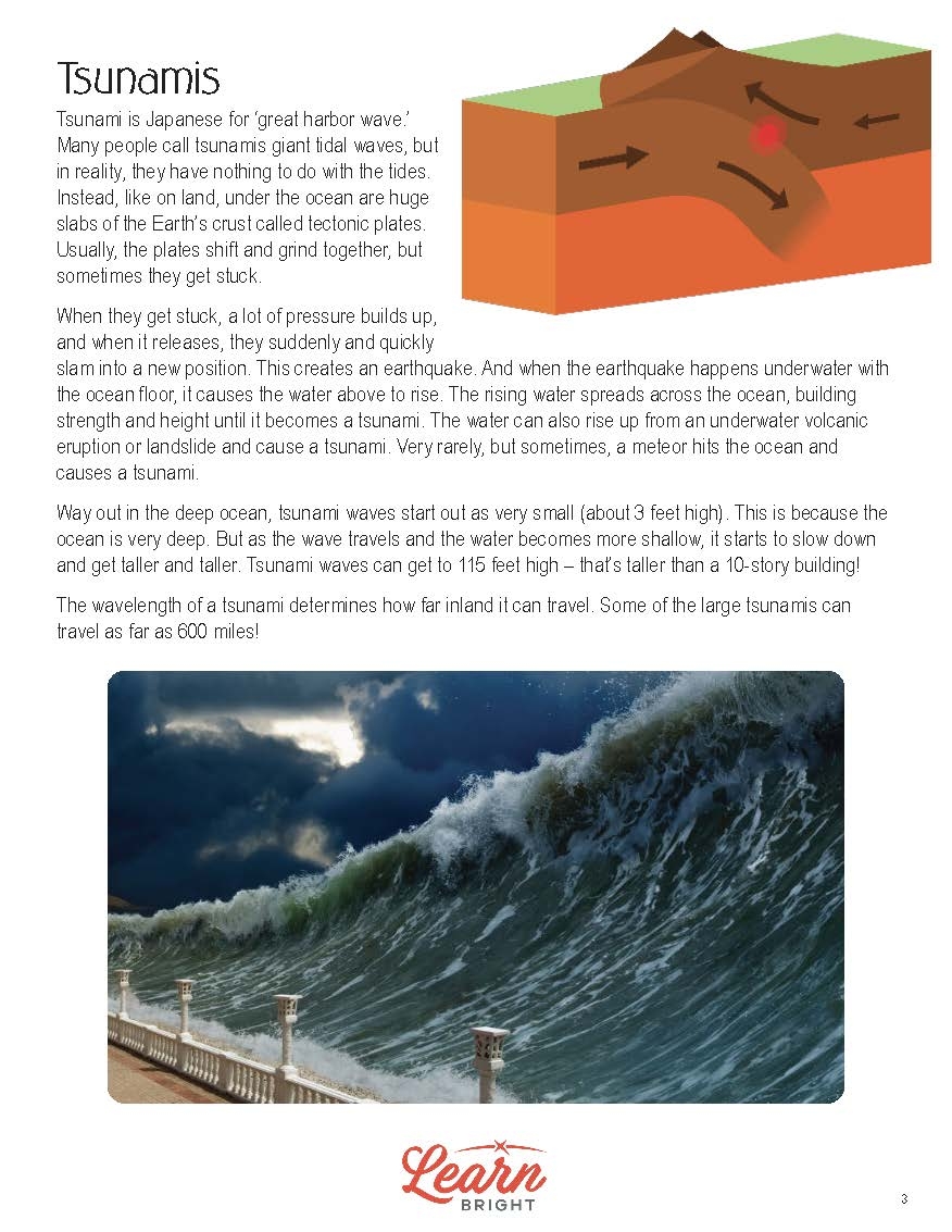 Free Printable Worksheets On Tsunamis