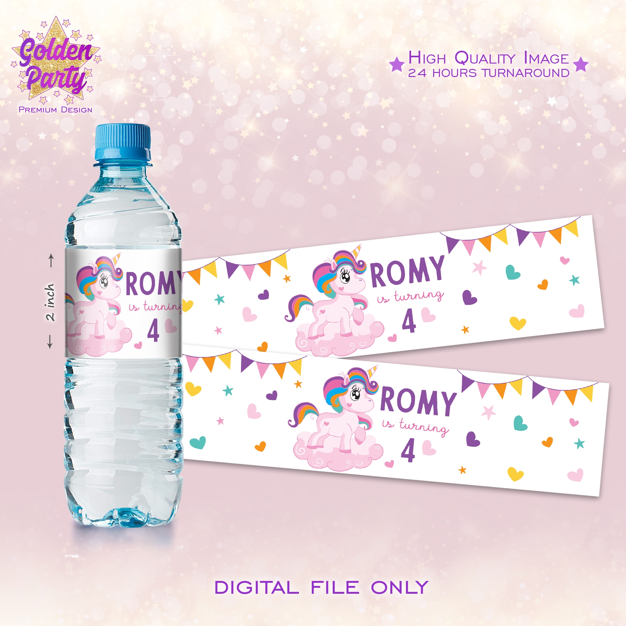 Unicorn Bottle Label Unicorn Sticker Unicorn Birthday Uni Inspire Uplift