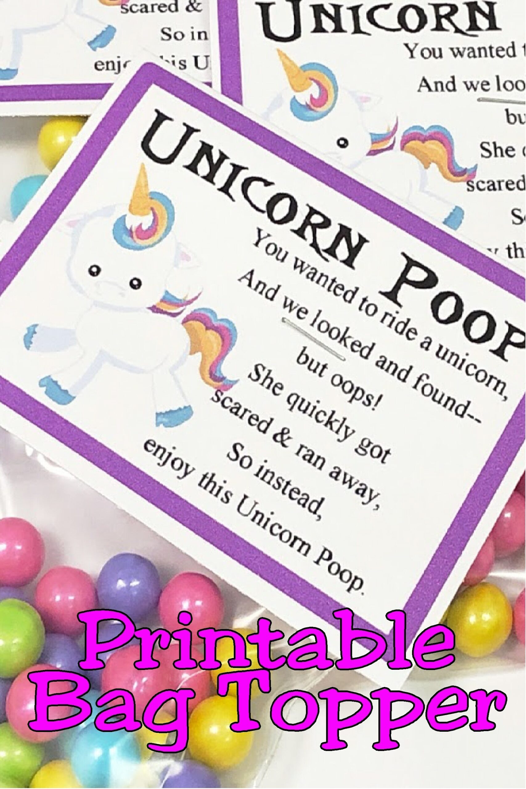 Unicorn Poop Party Favor Printable Bag Topper Birthday Favors Instant Download Etsy