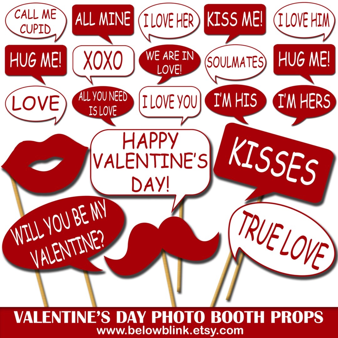Valentine s Day Photo Props Printable Photo Booth Props Speech Bubbles Party Props Valentine s Party Props DP415 Etsy