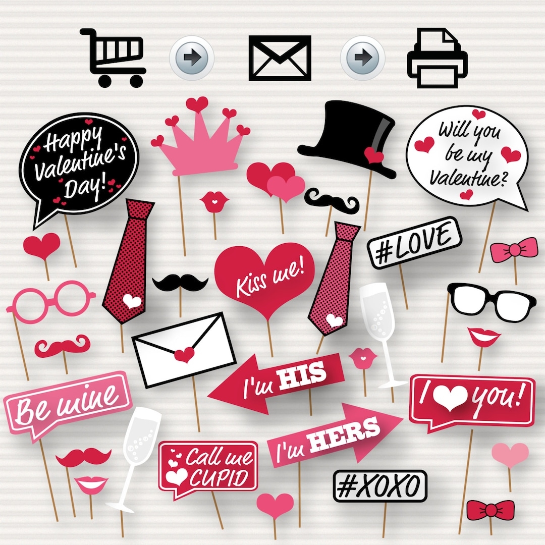 Valentine s Day Printable Photo Booth Props Valentine s Day Party DIY Valentine Photo Booth Props Valentine s Party Photo Booth Etsy