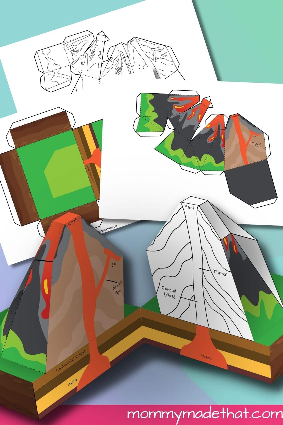 Volcano Diorama Printable Worksheet