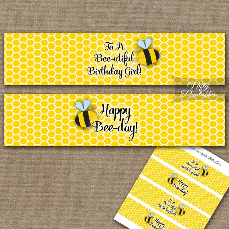 Water Bottle Labels Bumble Bee Birthday Nifty Printables