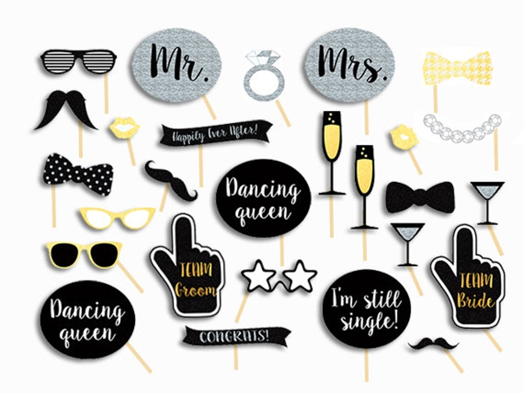 Wedding Photo Booth Props Wedding Photobooth Props Wedding Signs Printables Etsy