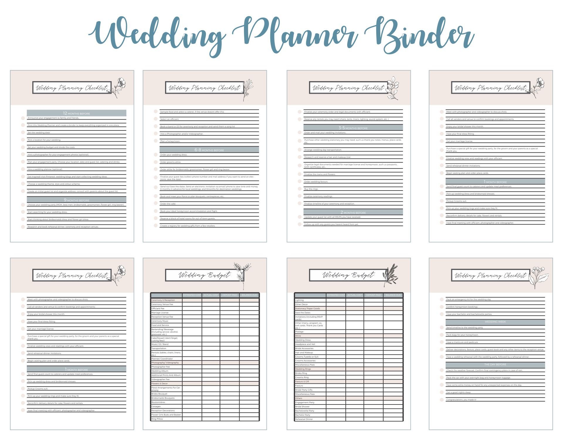 Free Wedding Planner Printables