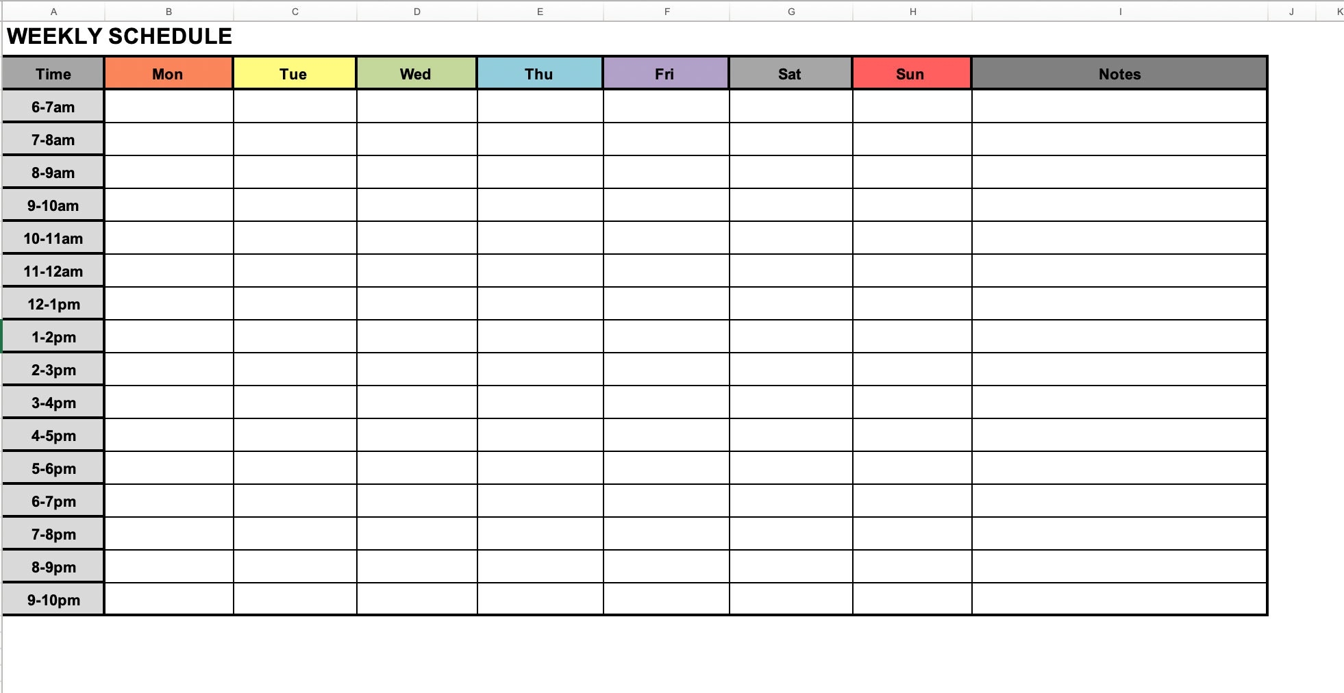 Weekly Schedule Excel Template Weekly Planner Daily Schedule Weekly Planner Weekly Schedule Template Editable In Excel Printable File Etsy