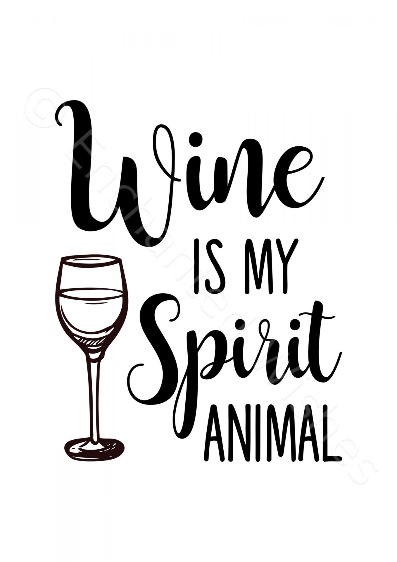 Wine Is My Spirit Animal Print Wall Art Printable Prints