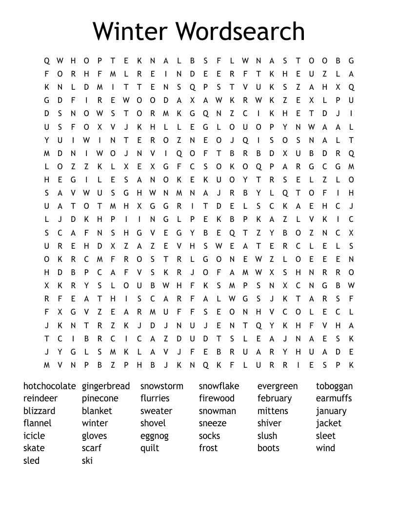 WINTER Word Search WordMint